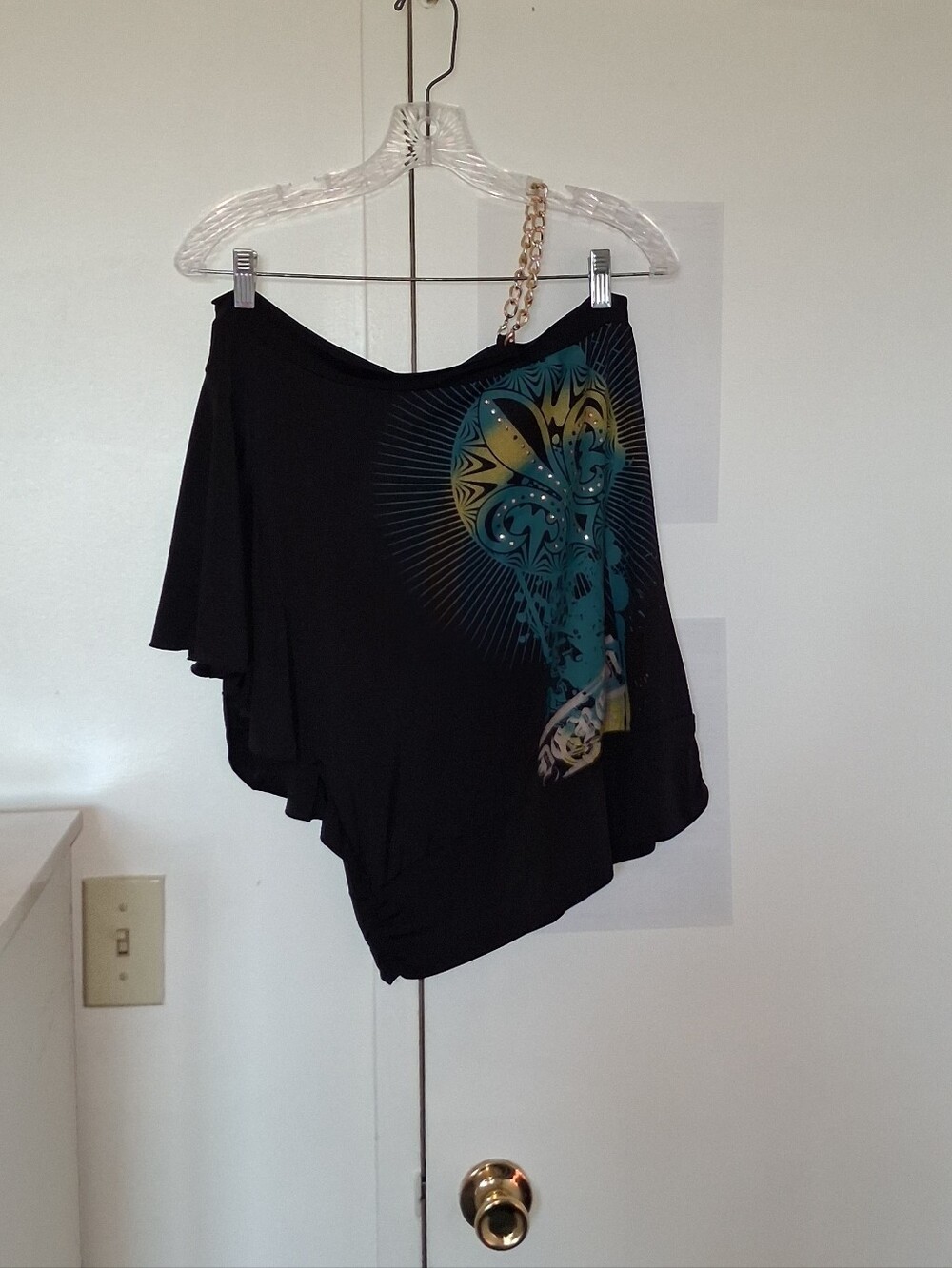 Dereon Black One-Shoulder Crop Top SizeLarge - Picture 4 of 6